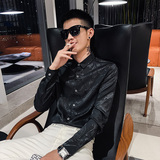 精神小伙春秋季男士休闲衬衣帅气炸街潮流修身衬衫5058-P45控68，男装衬衫，电商C208