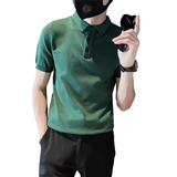 精神小伙夏季短袖polo衫纯色翻领t恤男绿色针织衫C203-8866-特P48，男装T恤，电商C208