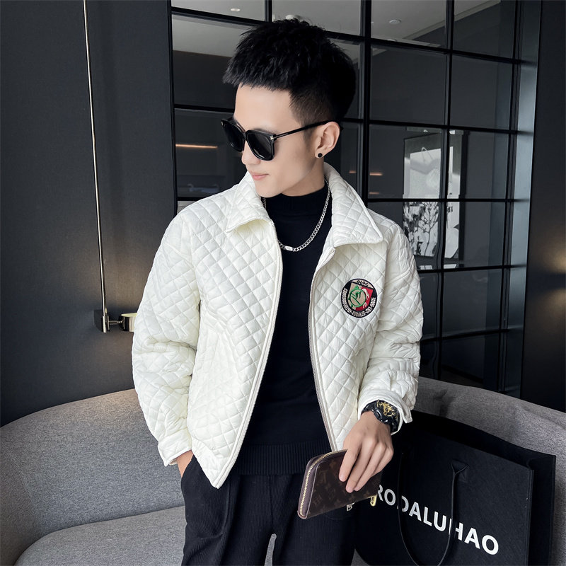 菱形格棉衣男冬季2025新款夹克棉服男款韩版潮流外套1066-P98，男装夹克，电商C208