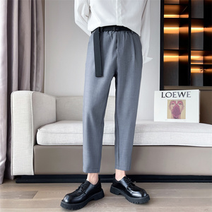 时尚潮流青年男士秋季休闲裤中腰直筒灰色长裤男C203-6705-P58，男装休闲裤，电商C208