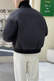 青年男生冬季二棉立领羽绒轻奢棉服菱形格子棉衣男款C203-1065P98，男装棉衣，电商C208