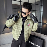 菱形格棉衣男冬季2025新款夹克棉服男款韩版潮流外套1066-P98，男装夹克，电商C208