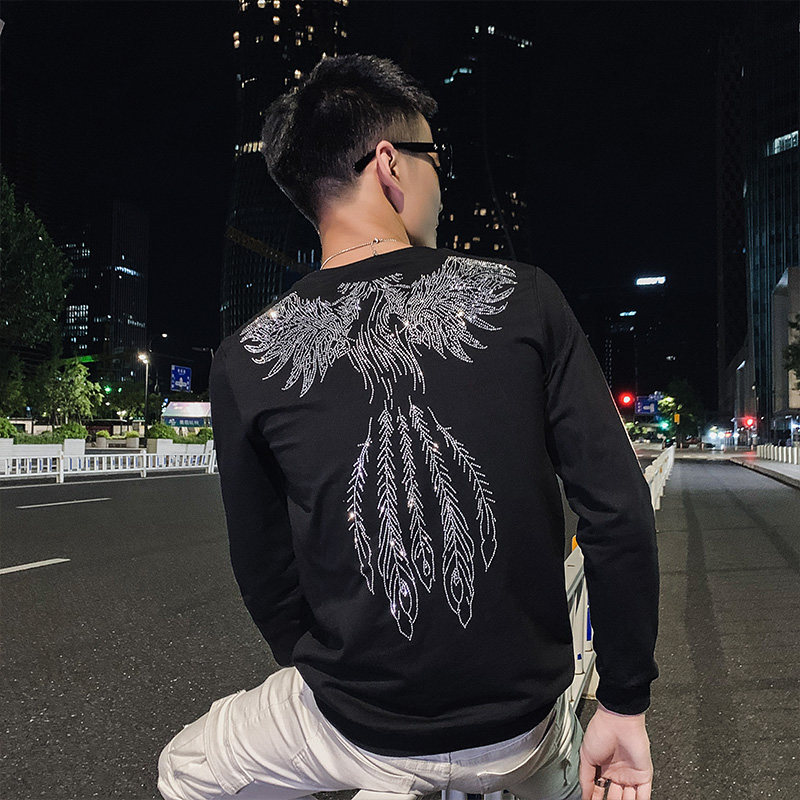 社会小伙春秋季男士套头卫衣圆领修身打底衫潮C203-G5063-P45控68，男装T恤，电商C208