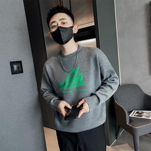 社会小伙冬季男士圆领针织衫时尚潮流修身提花毛衣男C203-8842P68图片