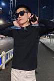 2021青少年新款男士针织衫半高领纯色刺绣打底衫C203-5075P45控68，男装T恤，电商C208
