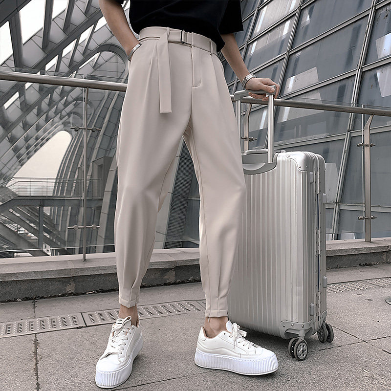 社会小伙春季男士高腰哈伦裤青少年纯色小脚裤C203-6682-P88控118,男装休闲裤,电商C208