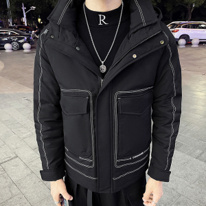 社会小伙连帽保暖羽绒服立体贴袋工装休闲外套男C203-5136-特P165图片