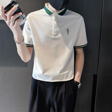 精神小伙夏季半袖翻领polo衫帅气百搭短袖条纹T恤男C203-8864-P58，男装T恤，电商C208