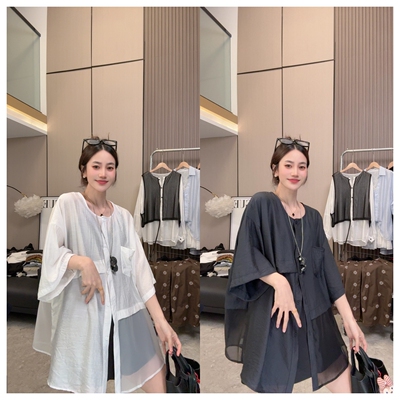 【松弛有度】夏上新~不规则简约休闲中长款宽松显瘦百搭薄款衬衫