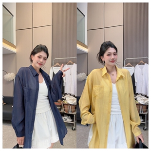 宽松慵懒风休闲宽松中长款 欧货大版 衬衫 清凉夏日