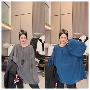 泡泡袖 简约气质休闲宽松显瘦长袖 圆领衬衣 春暖花开
