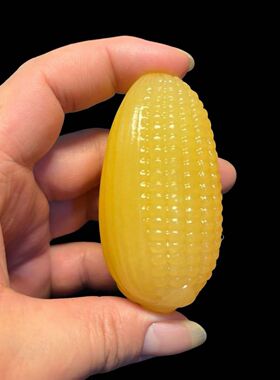 天然玉石玉米手把件玉石玉米多子多福手玩五谷丰登金黄色把件