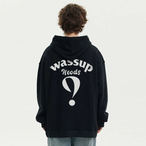 WASSUP HEODS秋冬季连帽卫衣男女情侣宽松加绒外套美式潮重磅纯棉