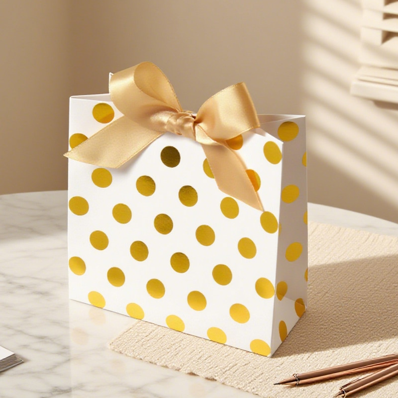 烫金圆点喜糖袋子金波点迷你简约盒子折叠手拿袋创意领带丝巾礼物
