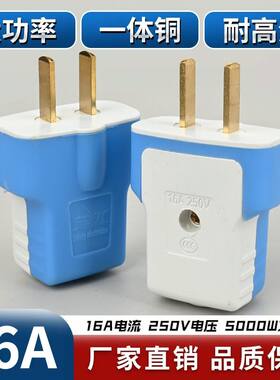 【3-20个装】家用16A二脚3脚防漏电插头2脚10a插头二脚大功率插头