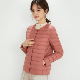 新款轻薄羽绒服保暖内胆女款外穿圆领时尚轻便无领白鸭绒羽绒服