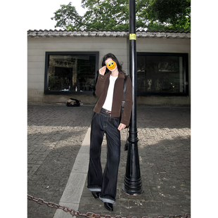 intent美拉德棕色仿麂皮绒外套男春秋cleanfit短款 夹克高级感开衫