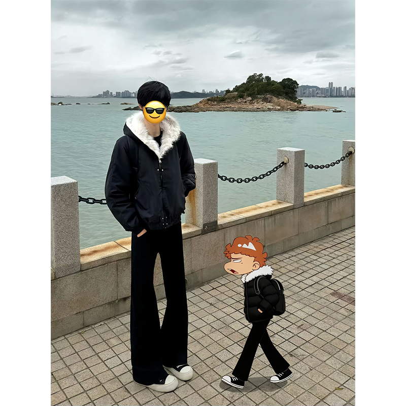 阿衰穿搭座山雕二棉外套男款加厚美式毛领棉服高级感痞帅连帽棉衣