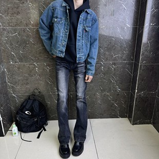 水洗黑灰色牛仔裤 提档微喇裤 直筒美式 子高街窄版 vibe风裤 纪璇同款