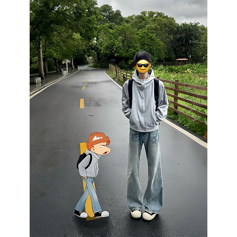 hnanlvy高领解构开衫卫衣男