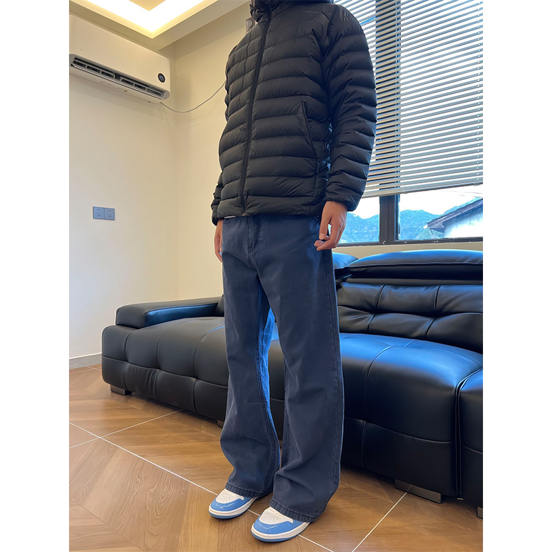 美式法工蓝全棉牛仔裤男