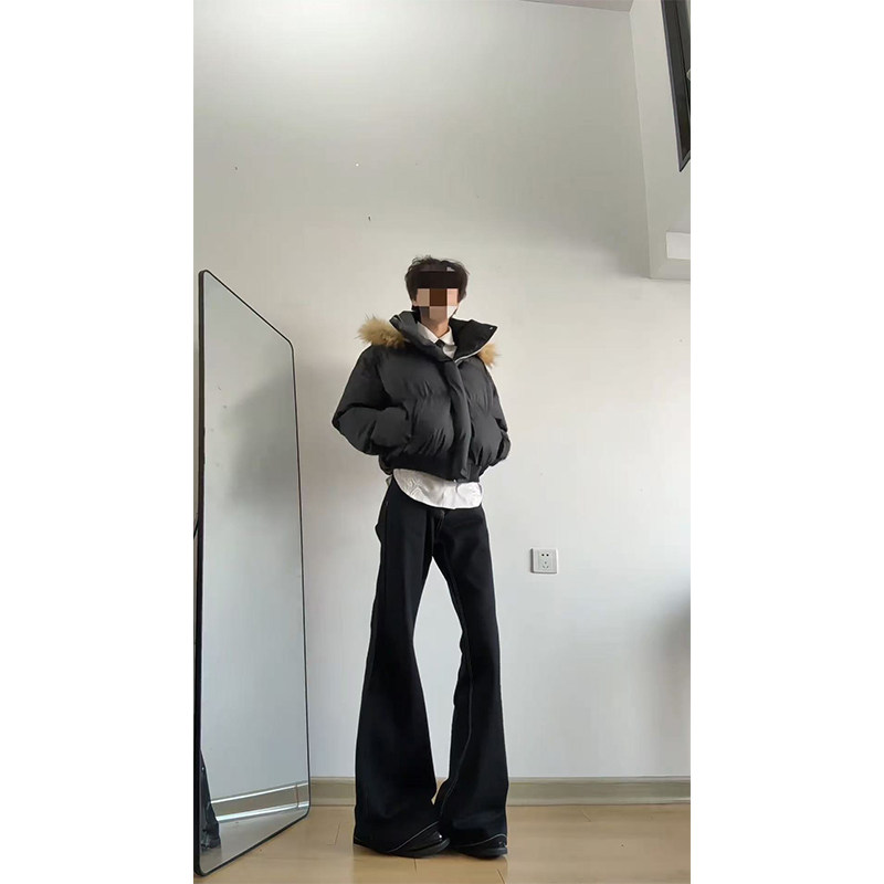 roes可拆卸毛领棉服男加厚冬季cleanfit短款美式棉衣高级感面包服