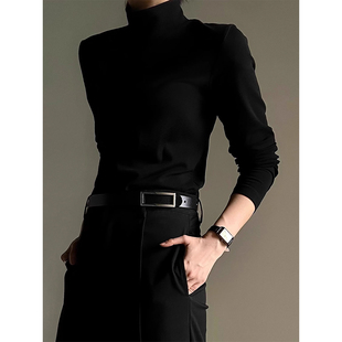 半高领德绒打底衫男冬季cleanfit小领口保暖t恤长袖大衣内搭卫衣