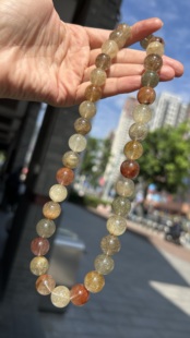 天然彩发晶兔毛水晶手链秋冬毛衣链女金光闪闪项链