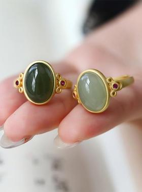 新中式仿和田玉戒指女复古小众高级感食指戒轻奢时尚百搭设计指环