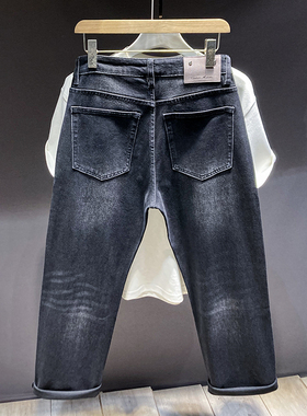 阿美咔叽网红爆款美式复古高街潮牌黑色牛仔裤男宽松直筒大码春秋