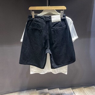 黑色牛仔短裤男生2026年夏季薄款纯棉直筒宽松休闲五分裤子男潮流