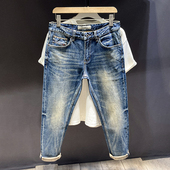 香港秋冬新款 子 直筒2025年高端赤耳丹宁休闲百搭长裤 牛仔裤 男修身