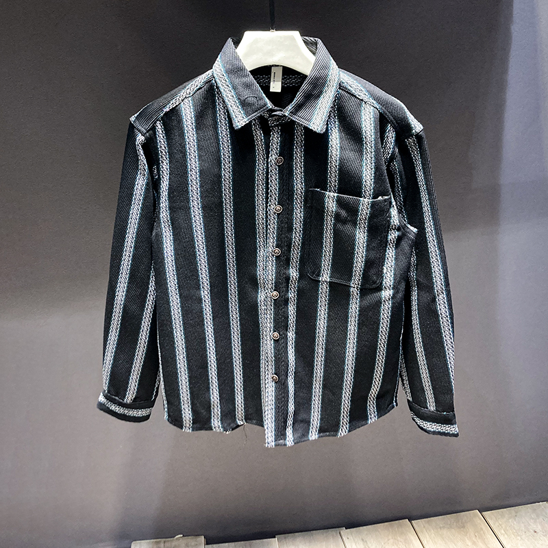 休闲长袖痞帅宽松外套衬衣