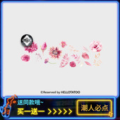 粉色花瓣 女持久性感锁骨逼真刺青贴纸向日葵 原创水彩纹身贴防水