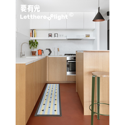 厨房地垫防滑防油免洗好打理地毯复古条纹防水专用吸水耐脏脚垫子