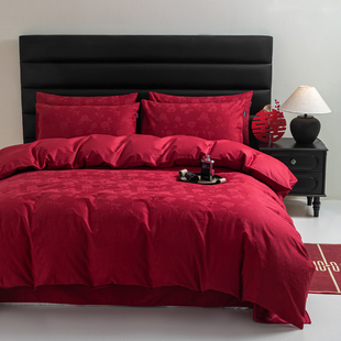 全棉本命年年轻人结婚四件套结婚日常可用红色系婚庆轻奢高级感