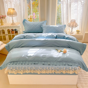 全棉夹棉高颜值床品轻奢高级感主卧室2米x2米2大床四件套床笠款