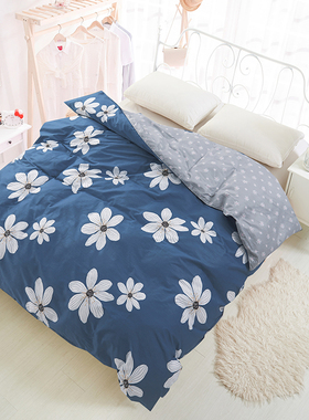 全棉蓝色素色田园小清新大花纯棉单独180x220被套被罩180cmx220cm