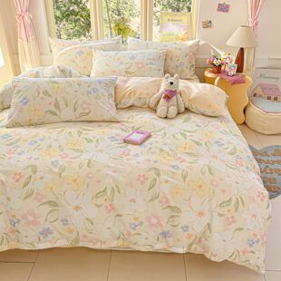 全棉主卧室家用1米8床两米乘两米二的2米x2米2大床四件套床笠款