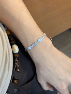 兮语「喵小主」猫咪全家福足银990手链女可爱小猫纯银手链新中式