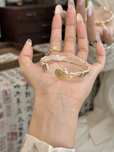 兮语「桃妖」足银999.9新中式古风逃之夭夭开口描金狐狸戒指手镯