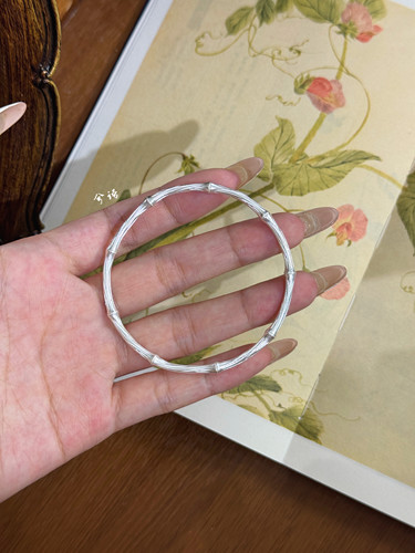 兮语「丝竹声」竹节足银999.9手镯女竹节条纹纯银新中式国风礼物