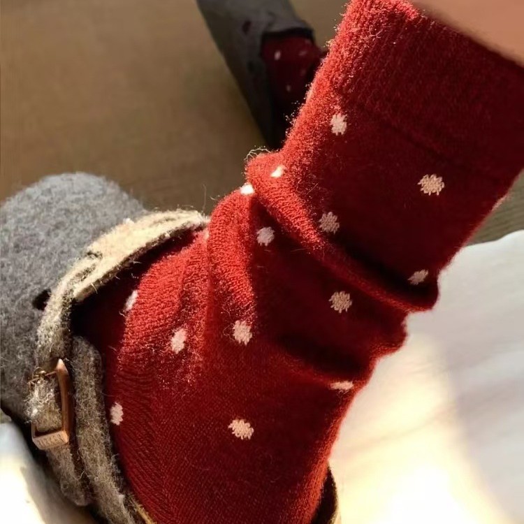 毛保暖本命年红袜子女秋冬款加厚春秋蛇年2025新年红色长袜