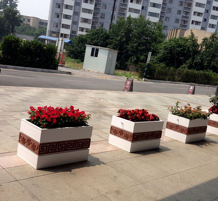 pvc微发泡白色公园景观花盆街道隔离花架花槽户外花箱花坛定制