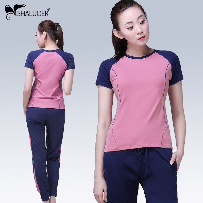2023年秋冬新款瑜伽服女健身房运动服跑步服专业速干短袖休闲套装