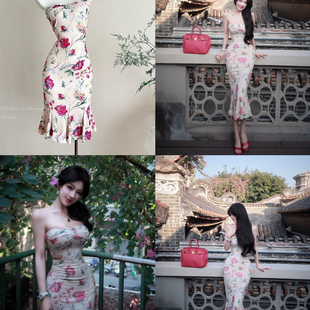 3232 连衣裙 LHHH 午夜繁花碎花显瘦复古抹胸无袖 26年夏上新