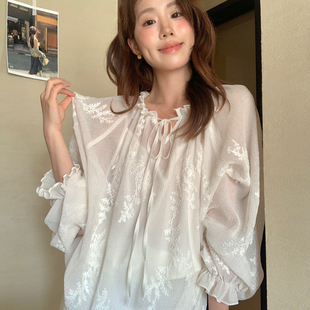 2026春上新重工V领刺绣系带长袖吊带背心套装 10129# LWD