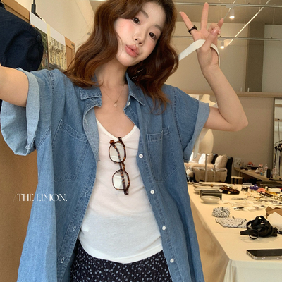 甜酷女孩！26年夏上新 翻领设计感口袋短袖衬衫  TM-1638#  LWD