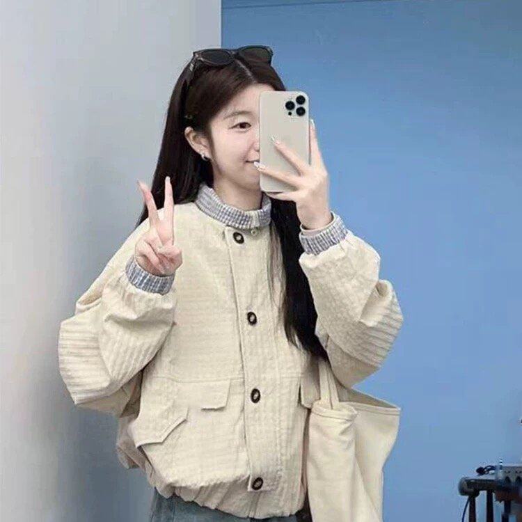 早秋外套女款秋2025年新款小个子韩系超好看短款休闲立领秋天夹克