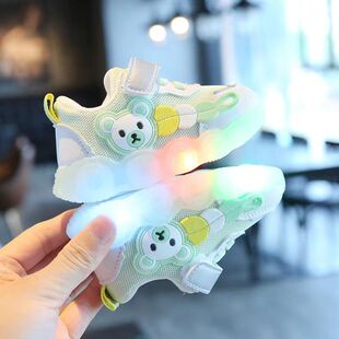 2023春秋季亮灯儿童发光鞋网面女童男宝宝带灯鞋运动小童鞋1-3岁2